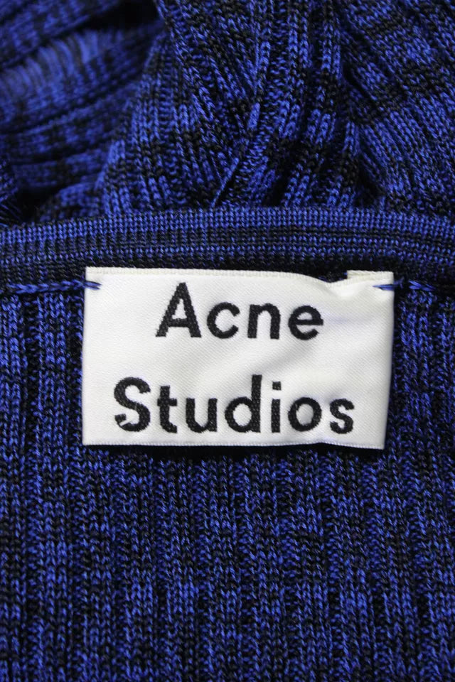 ACNE Studios Sweden. Blue Black Cotton Long Sleeves Crew Neck Sweater