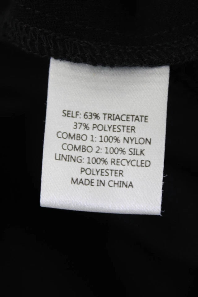 La Ligne NY.Black Back Zip Spaghetti Strap Lace Trim Crepe Midi Dress