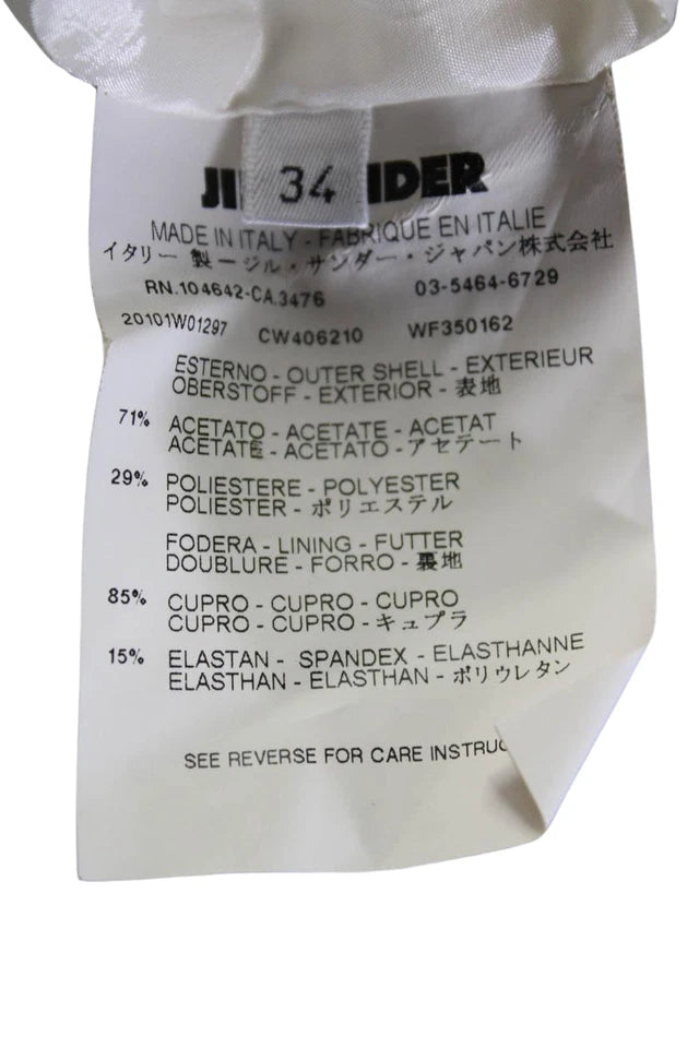 Jil Sander Beige Pleated Round Neck Short Sleeve Zip Up Dress