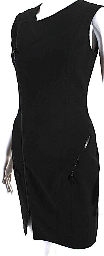 Elizabeth & James NY. Black Woven Sleeveless Zip Up Sheath Dress