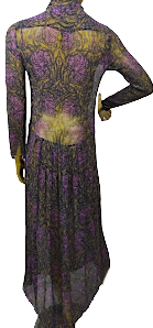 Max Mara Italy. Long Sleeve Paisley Floral Silk Chiffon Dress