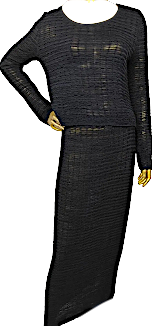 HOMMA Japan. Black Striped Double Breasted Wool Dress Coat