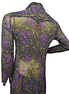 Max Mara Italy. Long Sleeve Paisley Floral Silk Chiffon Dress