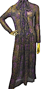 Max Mara Italy. Long Sleeve Paisley Floral Silk Chiffon Dress