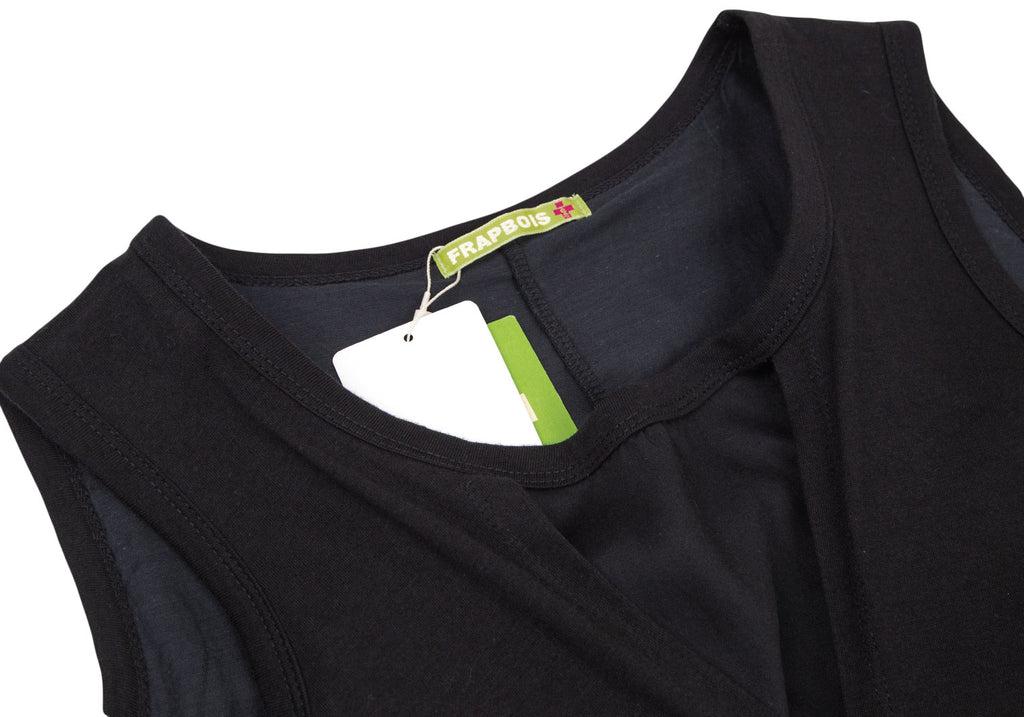 Frapbois Japan. New. NWT. Black Layered Sleeveless Dress