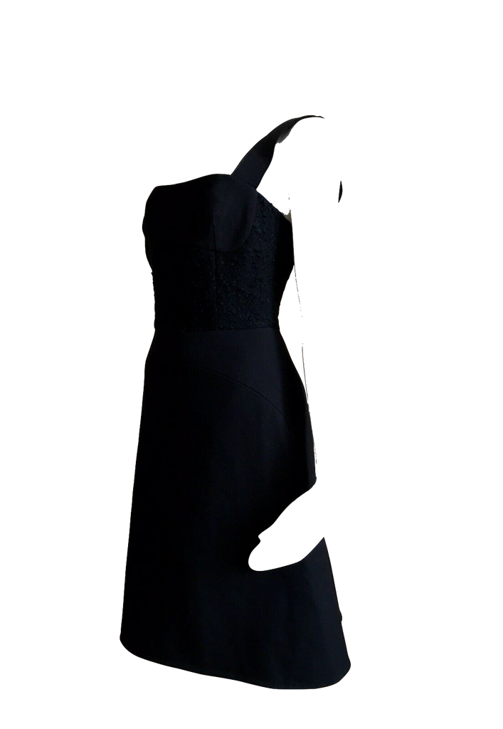 Iceberg Italy. Black Wool Corset Cocktail Dress