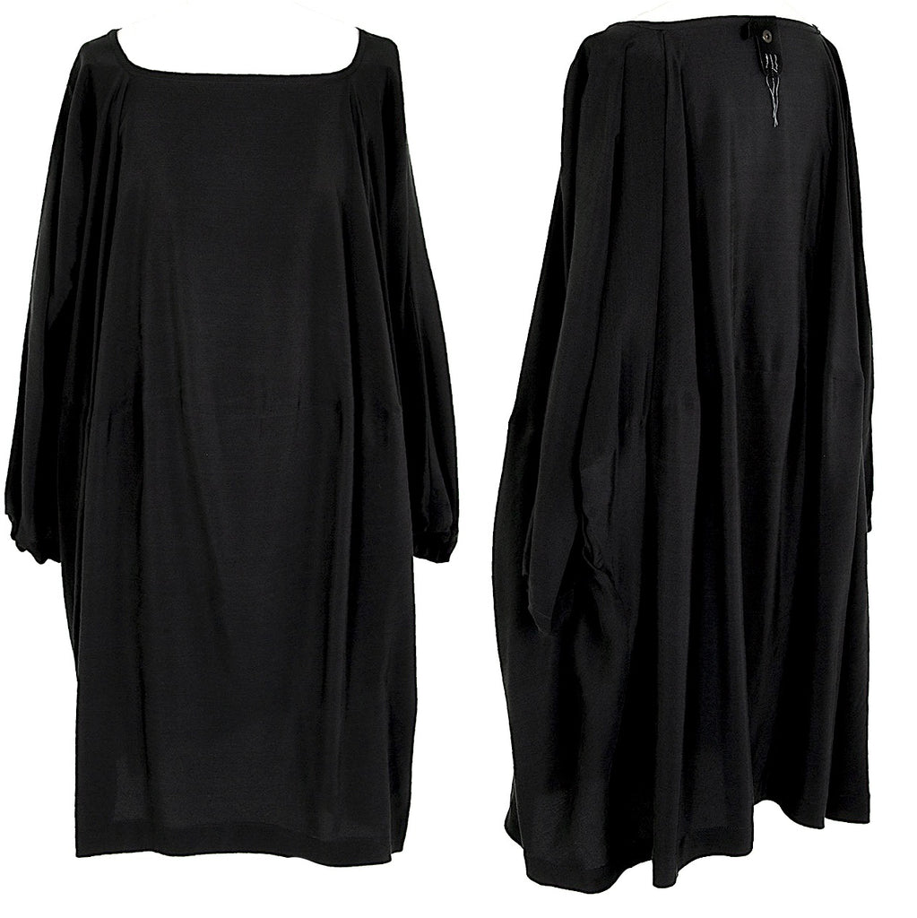 Bernhard Willhelm. Black Silk Dolman Sleeve Dress