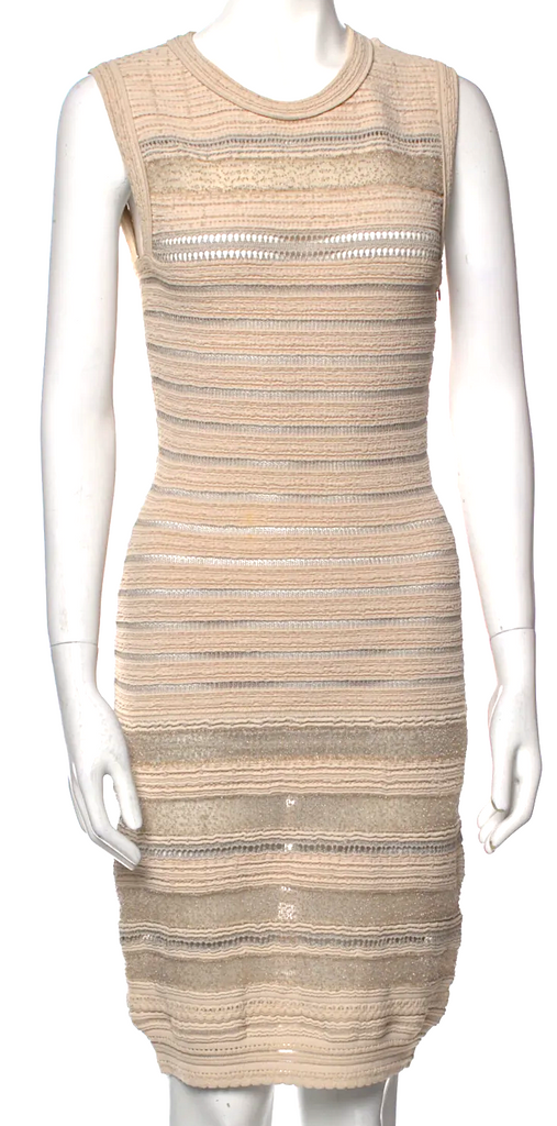 Azzedine Alaia Paris. Light Pink Color Crew Neck Knee-Length Dress