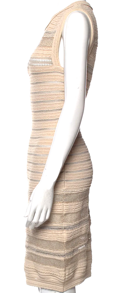 Azzedine Alaia Paris. Light Pink Color Crew Neck Knee-Length Dress