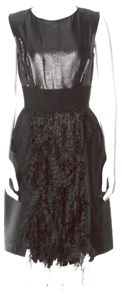 Alberta Ferretti Italy. Black Silk Knee-Length Dress