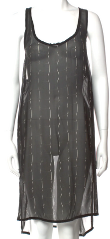 ANN DEMEULEMEESTER Belgium. Black Viscose V-Neck Sheath Style Dress