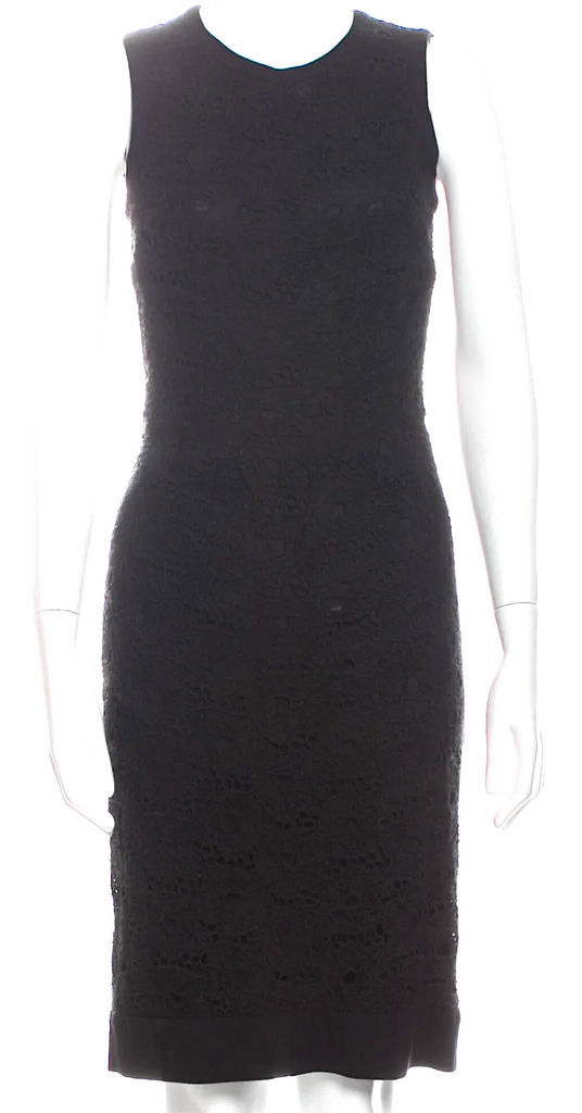Dolce & Gabbana Italy. Crew Neck Black Wool Blend Knee-Length Dress