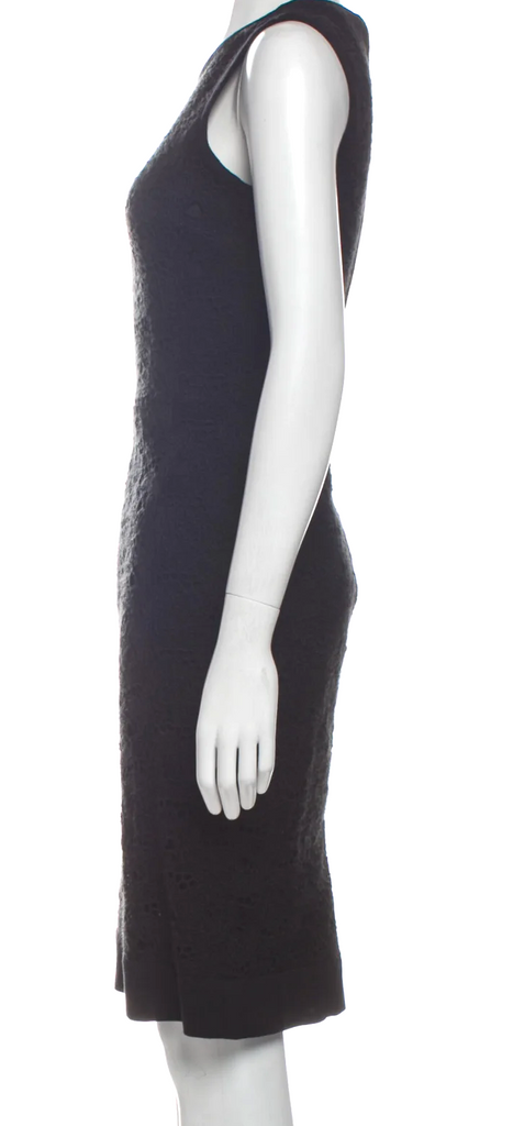 Dolce & Gabbana Italy. Crew Neck Black Wool Blend Knee-Length Dress