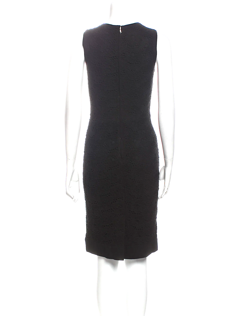 Dolce & Gabbana Italy. Crew Neck Black Wool Blend Knee-Length Dress