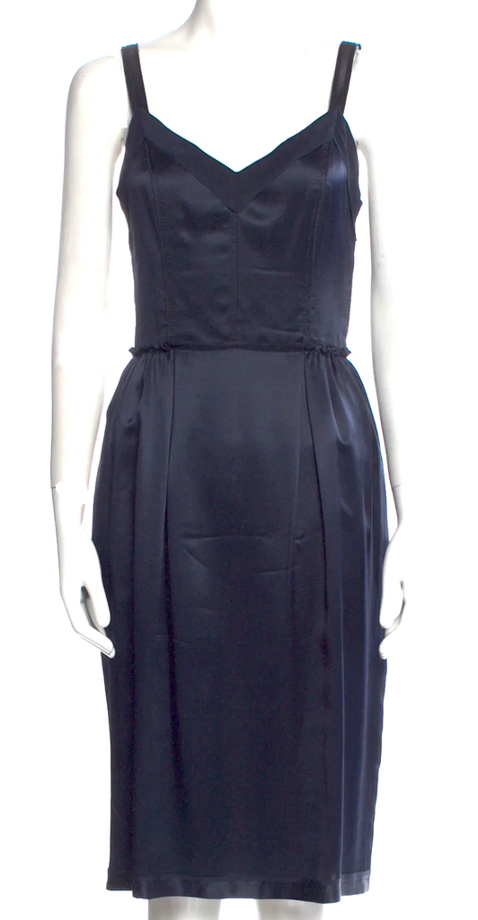 Dolce & Gabbana Italy. Dark Blue Silk Knee-Length Dress