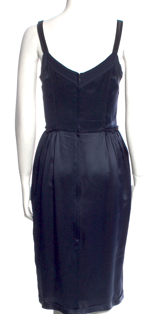 Dolce & Gabbana Italy. Dark Blue Silk Knee-Length Dress