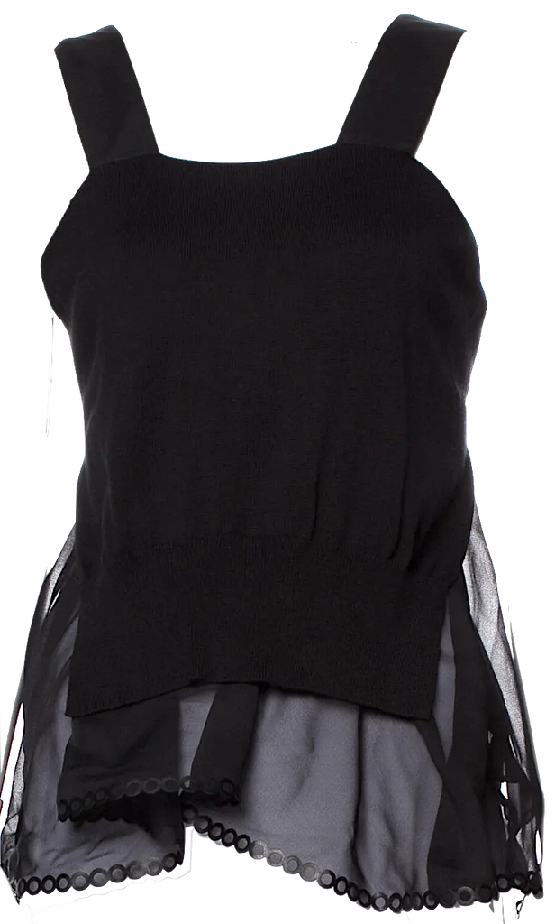 Noir Kei Ninomiya (Comme des Garcons) Japan. Black Square Neckline Sleeveless Top