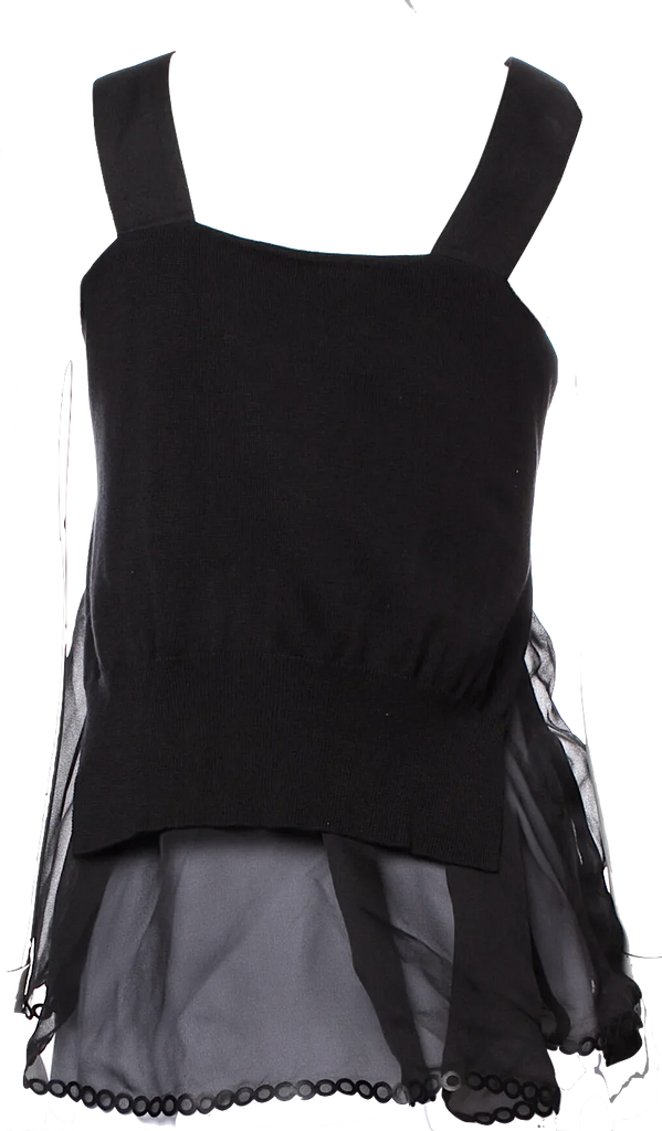 Noir Kei Ninomiya (Comme des Garcons) Japan. Black Square Neckline Sleeveless Top
