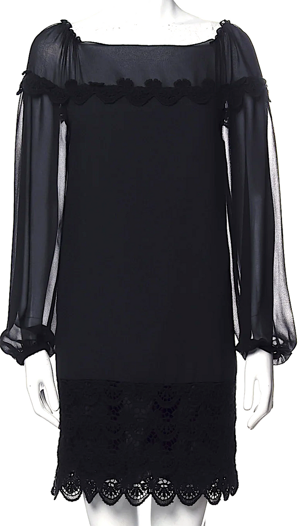 Philosophy di Alberta Ferretti Italy. Black Square Neckline Mini Dress