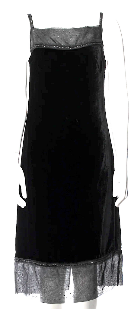 Alberta Ferretti Italy. Black Square Neckline Midi Length Dress