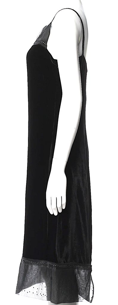 Alberta Ferretti Italy. Black Square Neckline Midi Length Dress