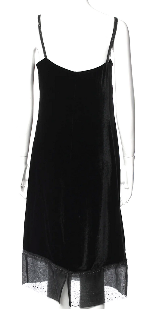 Alberta Ferretti Italy. Black Square Neckline Midi Length Dress