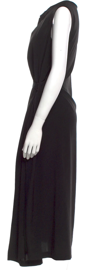 Yohji Yamamoto Japan. Y's. Black Crew Neck Long Sash Tie Dress