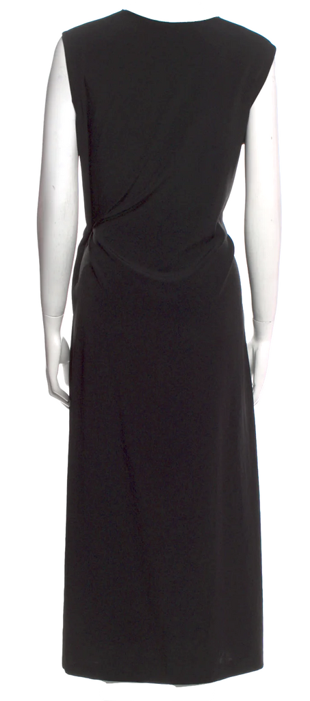 Yohji Yamamoto Japan. Y's. Black Crew Neck Long Sash Tie Dress