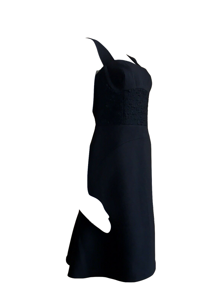 Iceberg Italy. Black Wool Corset Cocktail Dress