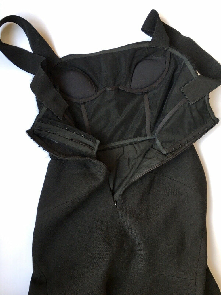 Iceberg Italy. Black Wool Corset Cocktail Dress