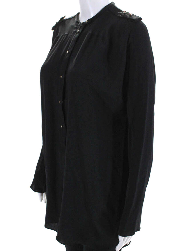 Tom Ford Black Studded Silk Long Sleeve Blouse