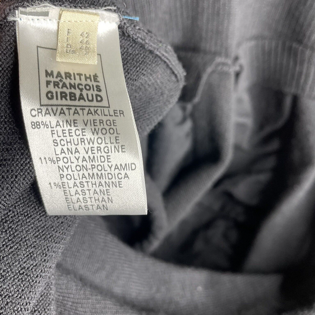 Marithe + Francois Girbaud France. Black Sweater Wool Long-Sleeve Fitted Dress