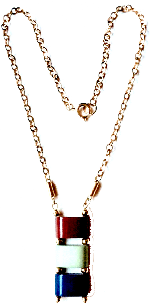 Modernist Geometric Machine Age Galalith (French Bakelite) Necklace Pendant Jakob Bengel ?