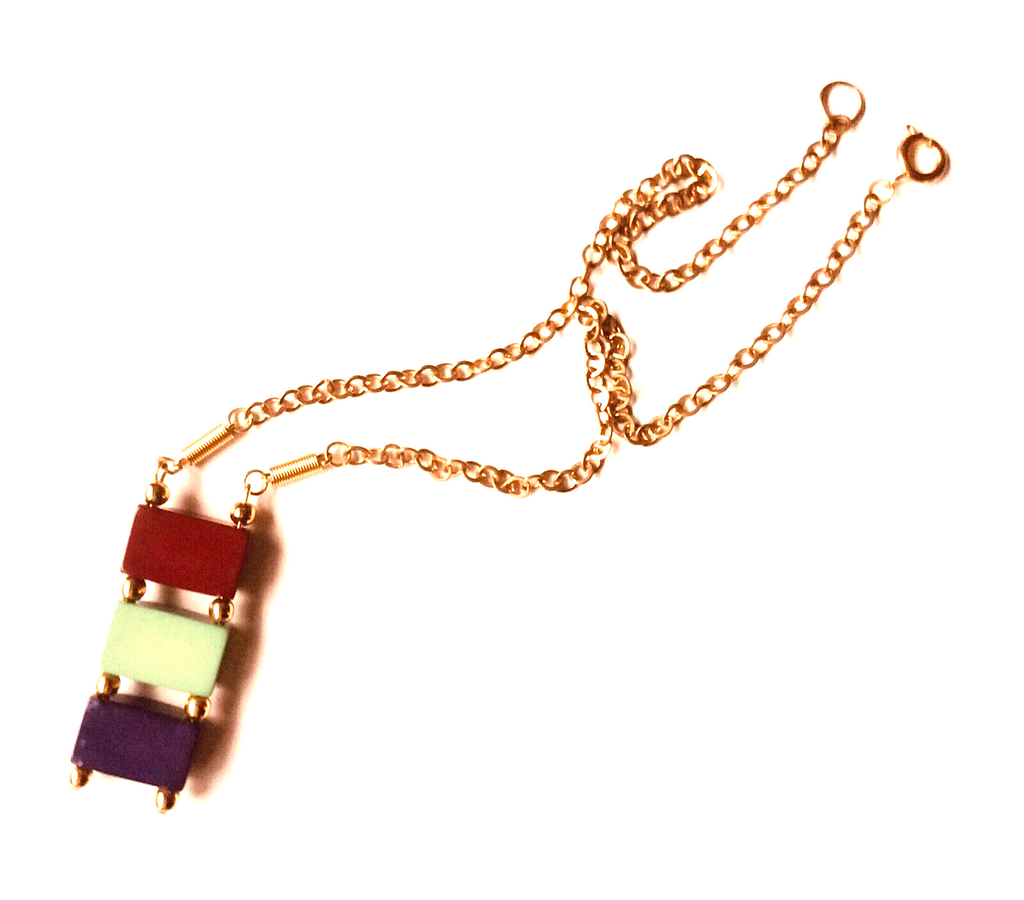 Modernist Geometric Machine Age Galalith (French Bakelite) Necklace Pendant Jakob Bengel ?