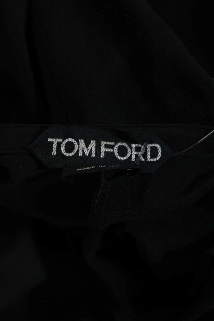 Tom Ford Black Studded Silk Long Sleeve Blouse