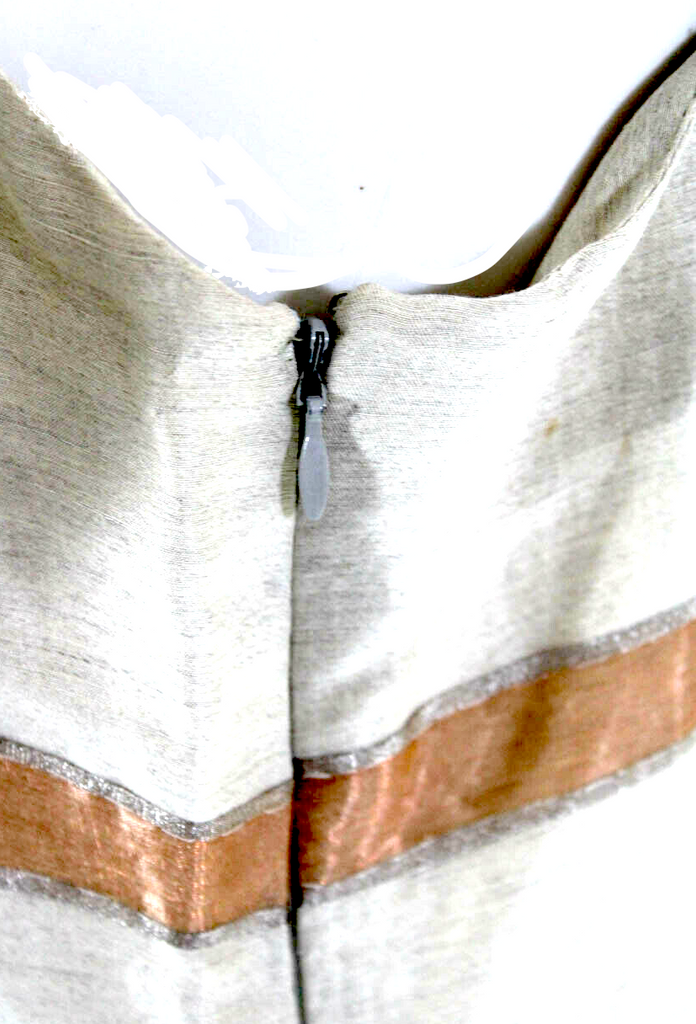 Alberta Ferretti Italy. Beige Windowpane Summer Sleeveless Square Neck Sheath Dress