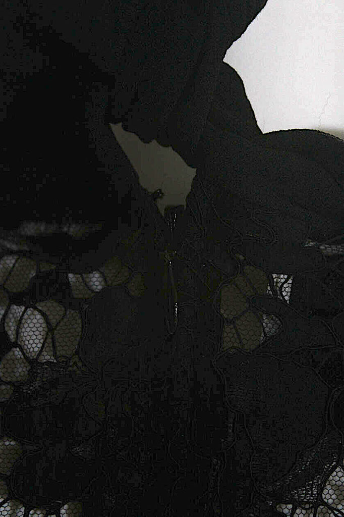 Valentino Black Lace Back Zip Sleeveless Tie Neck Dress