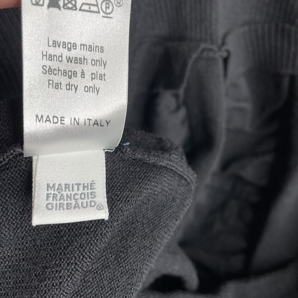 Marithe + Francois Girbaud France. Black Sweater Wool Long-Sleeve Fitted Dress