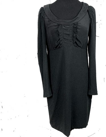 Miu Miu Italy. Black/White Silk Bateau Neck Empire Waist Dress