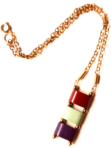 Vintage 90's Italy Deadstock Brushed Goldplated Necklace Gold Chain Link Mod Pendant