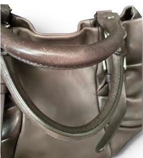 Marni ITALY. Mauve Brown Leather Shoulder Bag with Silverplated Hardware