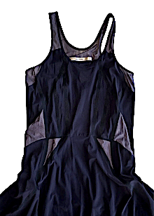 Marithe + Francois Girbaud Paris. Black Cravatatkiller Navy Stretch Asymmetrical Hem Dress