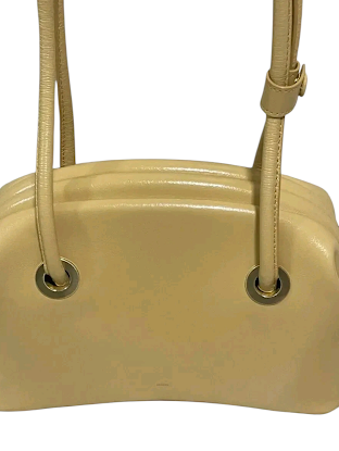 OSOI SEOUL. YELLOW/CREAM LEATHER LONG STRAPS SHOULDER BAG