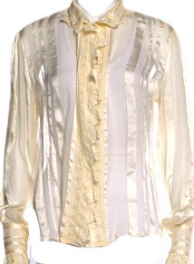 Blumarine Italy. By Anna Molinari. Neutrals Silk Ruffle Blouse