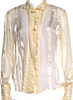 Blumarine Italy. By Anna Molinari. Neutrals Silk Ruffle Blouse