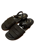 Robert Clergerie Paris. Black Leather Platform Sandal Peep Toe Wedge Shoe 39.5