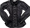 Tsumori Chisato Japan. Black lace piecing button-up blouse with pintucks