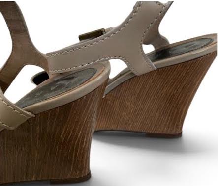 Marni Italy. Gray Leather Wedge Heels w/Strap SZ 38
