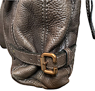 CHLOE PARIS. Authentic Vintage Brown Pebbled Leather Shoulderbag