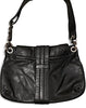 Lanvin Paris. Black Lambskin Soft Leather Shoulder Bag with Silver Hardware